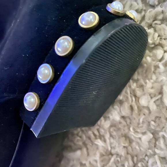 Ivanka Trump Black Freeda knee High Pearl Embellished Heel Faux Suede Boots - Picture 4 of 10